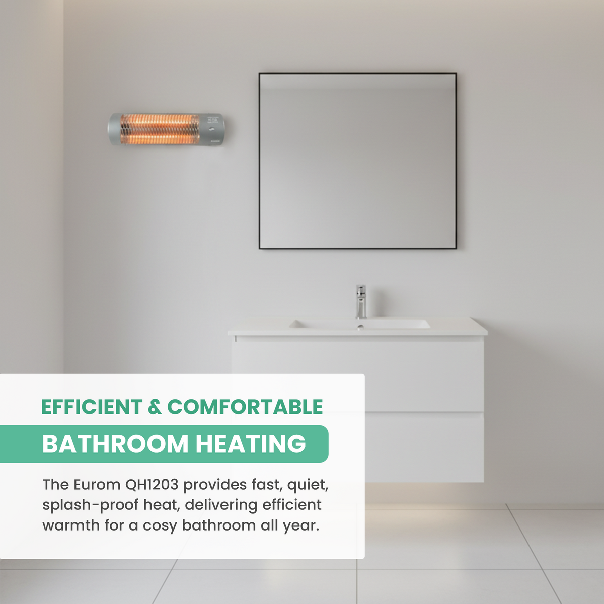 Eurom Infrared Heater Bathroom 1200W Wall-Mounted
