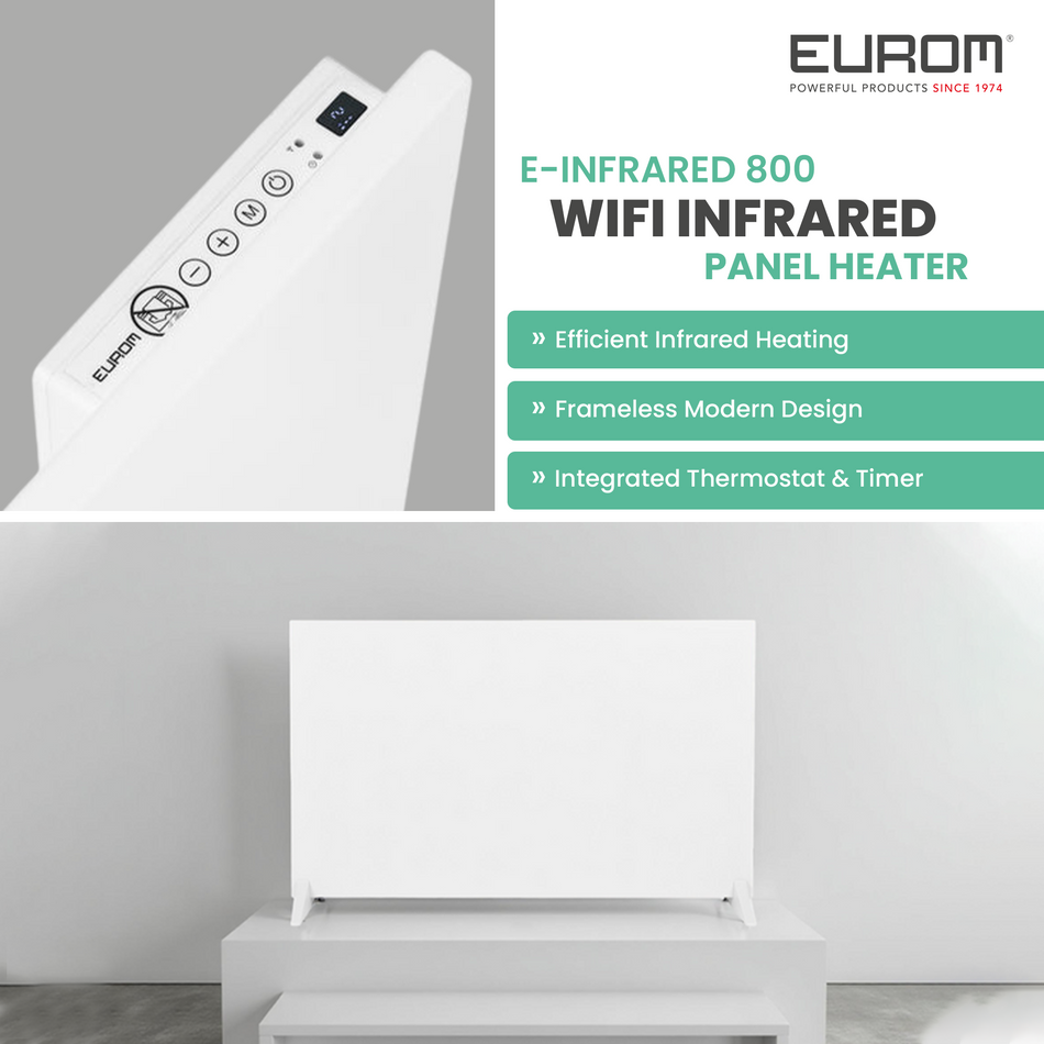 Eurom E-Infrared 800 WiFi Infrared Panel Heater – Powerful, Smart Heating for Home or Office