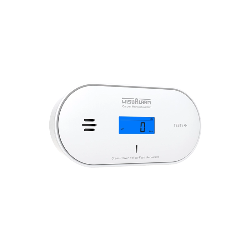 Wisualarm Wireless Carbon Monoxide Alarm | 10-Year Sealed Battery | LCD CO + Temp + Humidity Display