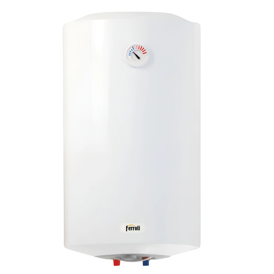 White Ferroli water heater with a brand logo on a white background