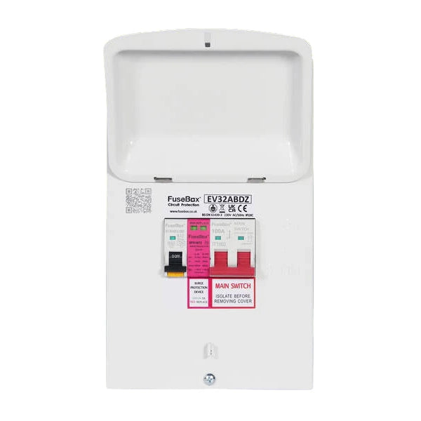 Fusebox 40A EV Metal Clad Distribution Board with Bi-Directional RCBO and Type 2 SPD