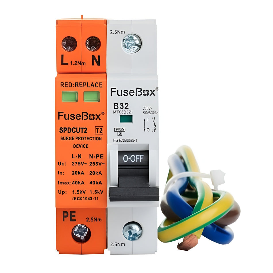 Fusebox Type 2 SPD Kit 1P+N 40kA with 32A MCB | SPDCUKITT2