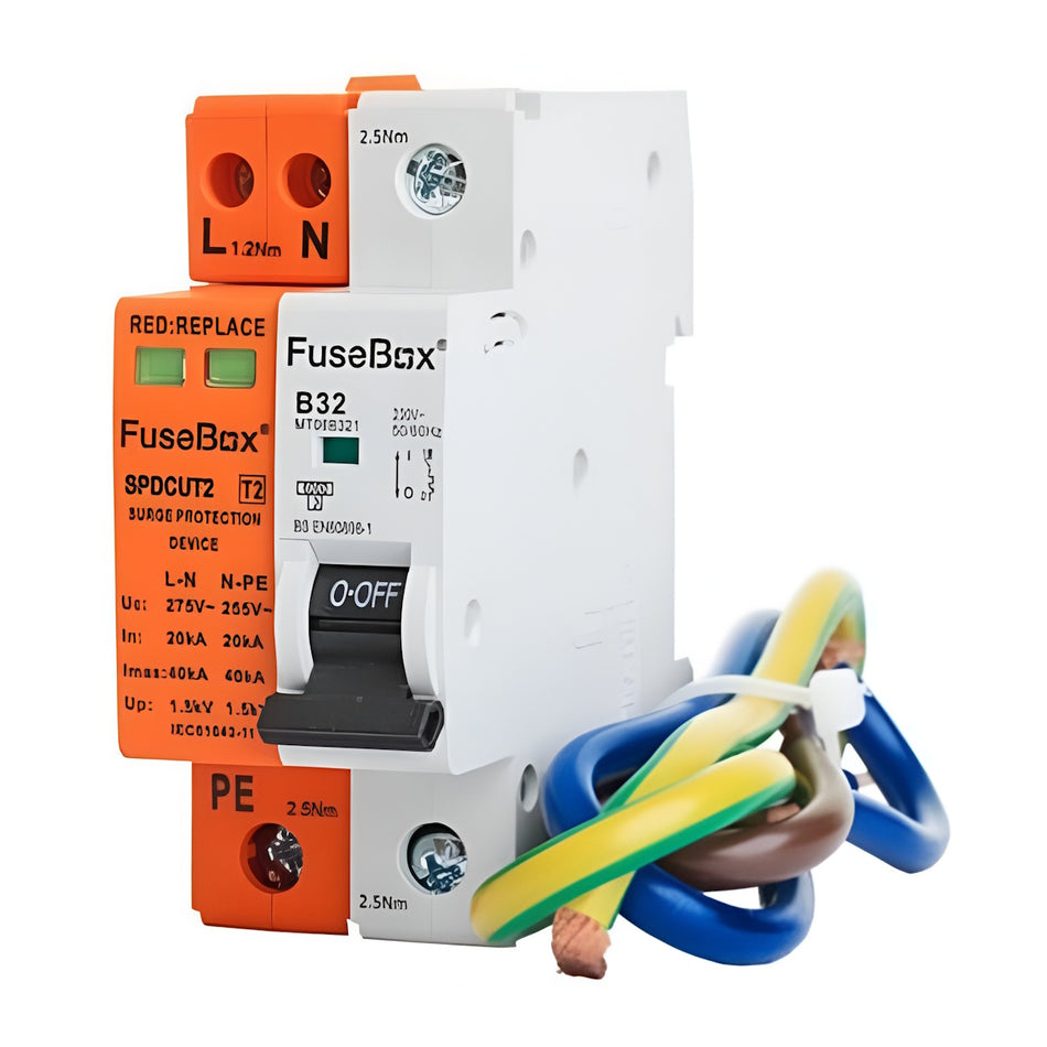 Fusebox Type 2 SPD Kit 1P+N 40kA with 32A MCB | SPDCUKITT2