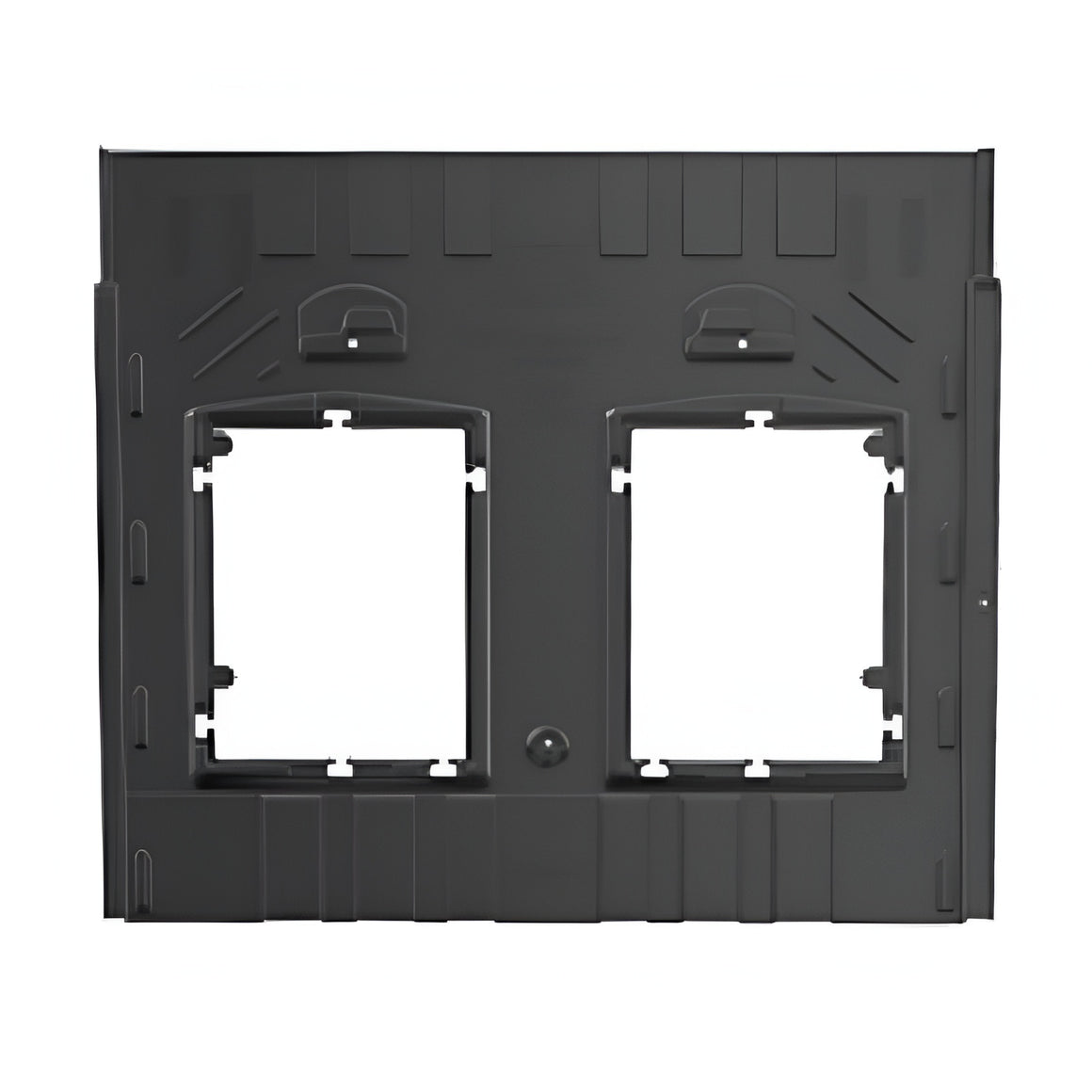 GSE Black double gang wall plate on a white background