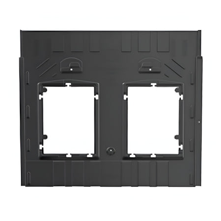 GSE Black double gang wall plate on a white background