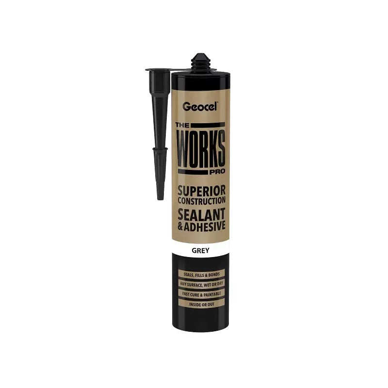 Geocel The Works Pro MS Polymer Sealant & Adhesive - 290ml Cartridge - Clear, White, Black, Grey