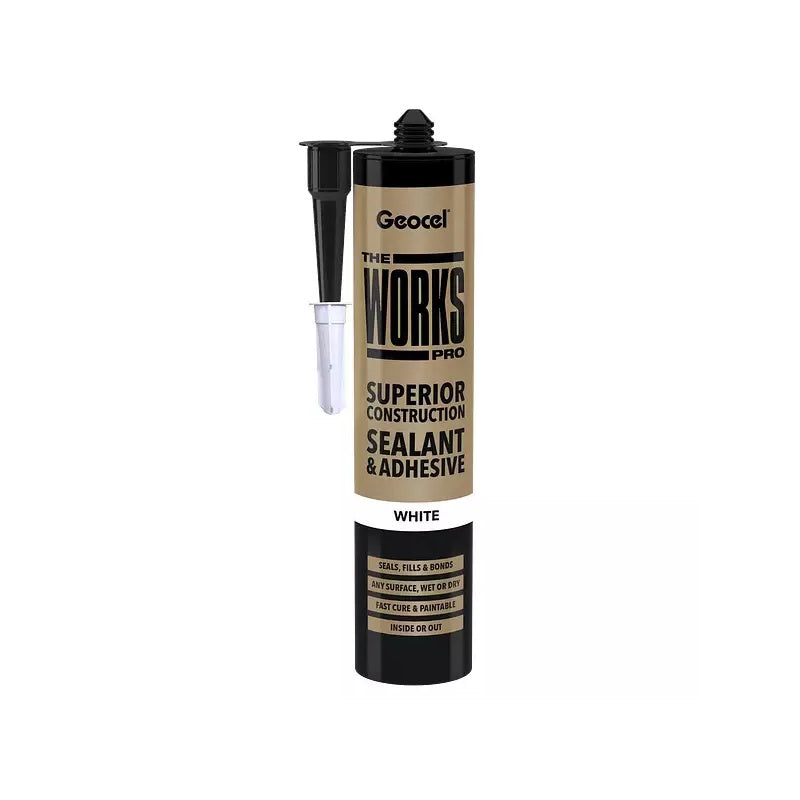 Geocel The Works Pro MS Polymer Sealant & Adhesive - 290ml Cartridge - Clear, White, Black, Grey