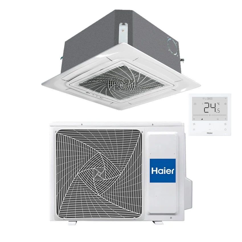 Haier 5kW Light Commercial Cassette Air Conditioner Kit – Ceiling Cassette, Outdoor Condensing Unit & Wall Controller (R32)