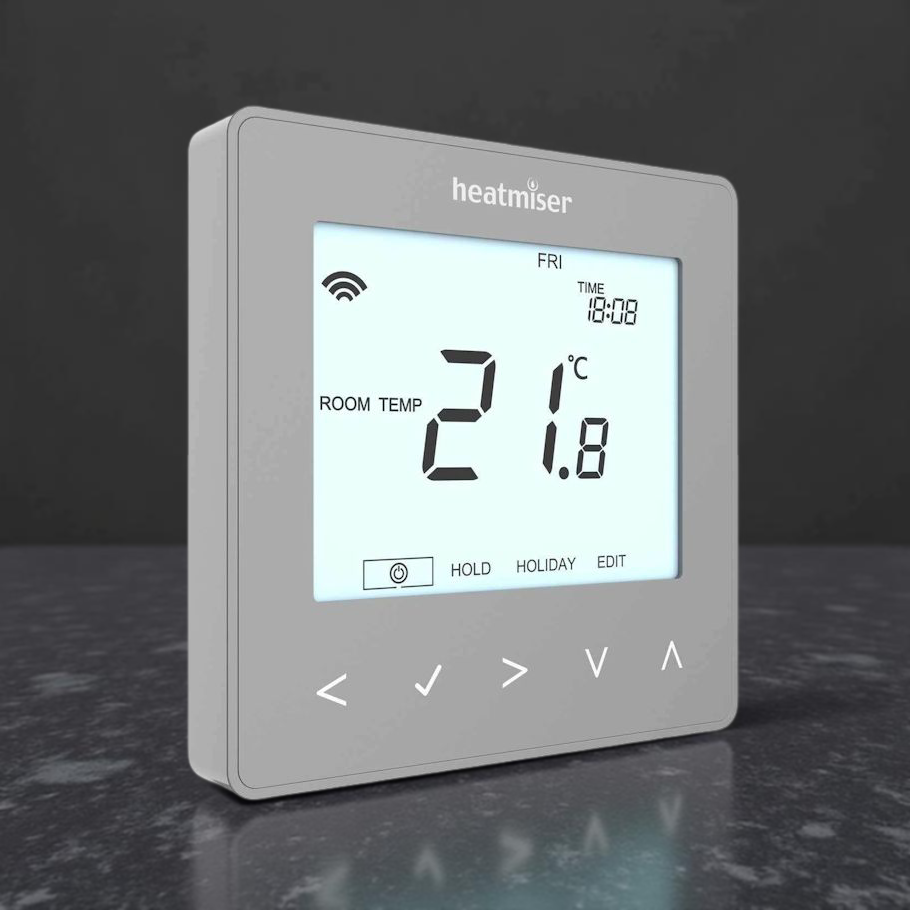 Heatmiser neoStat 12v v3 Programmable Thermostat Platinum Silver