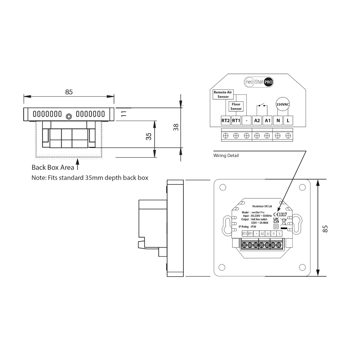 Heatmiser neoStat Pro Heating and Cooling Thermostat