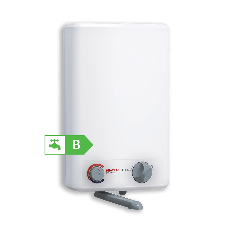Heatrae Sadia Streamline 7L 3kW Oversink Water Heater - Vented Compact Unit with Grey Spout