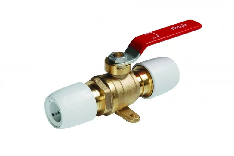 Hep2O White Lever Ball Valve Brass 15 and 22mm
