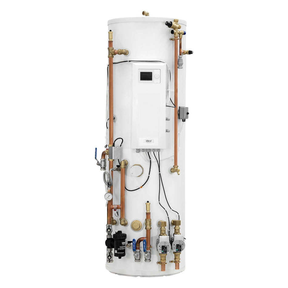Ideal HP290 Pre-Plumbed DHW Cylinder — Single Zone with Buffer (180/210/250/300L)