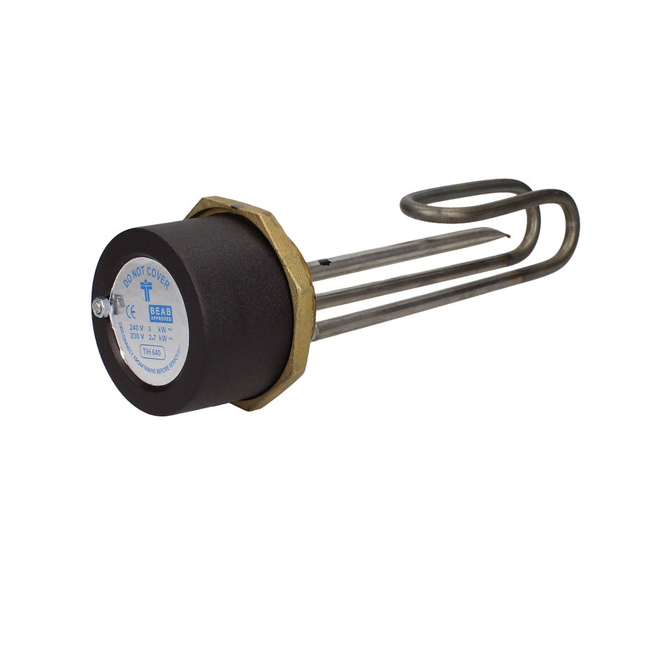 Incoloy Immersion Heaters 2.1/4 inch BSP with Copper Thermostat Pocket - 3kW 240V, 11 to 36 inch