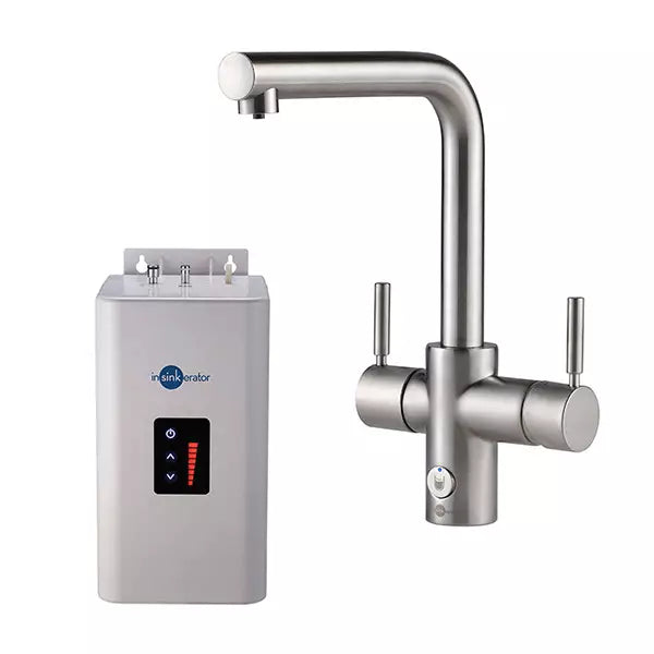 InSinkErator 4N1 Touch L Shape Brushed Steel Steaming Hot Water Tap