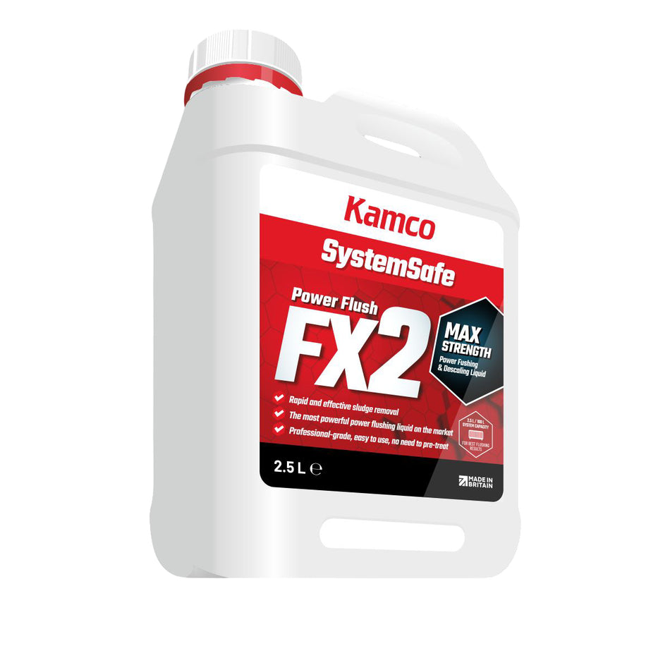 Kamco FX2 Power Flushing Chemical 4-Pack | BFX205 | 4 × 2.5L + Neutralising Crystals | Professional Heating System Flush | Sludge & Scale Remover