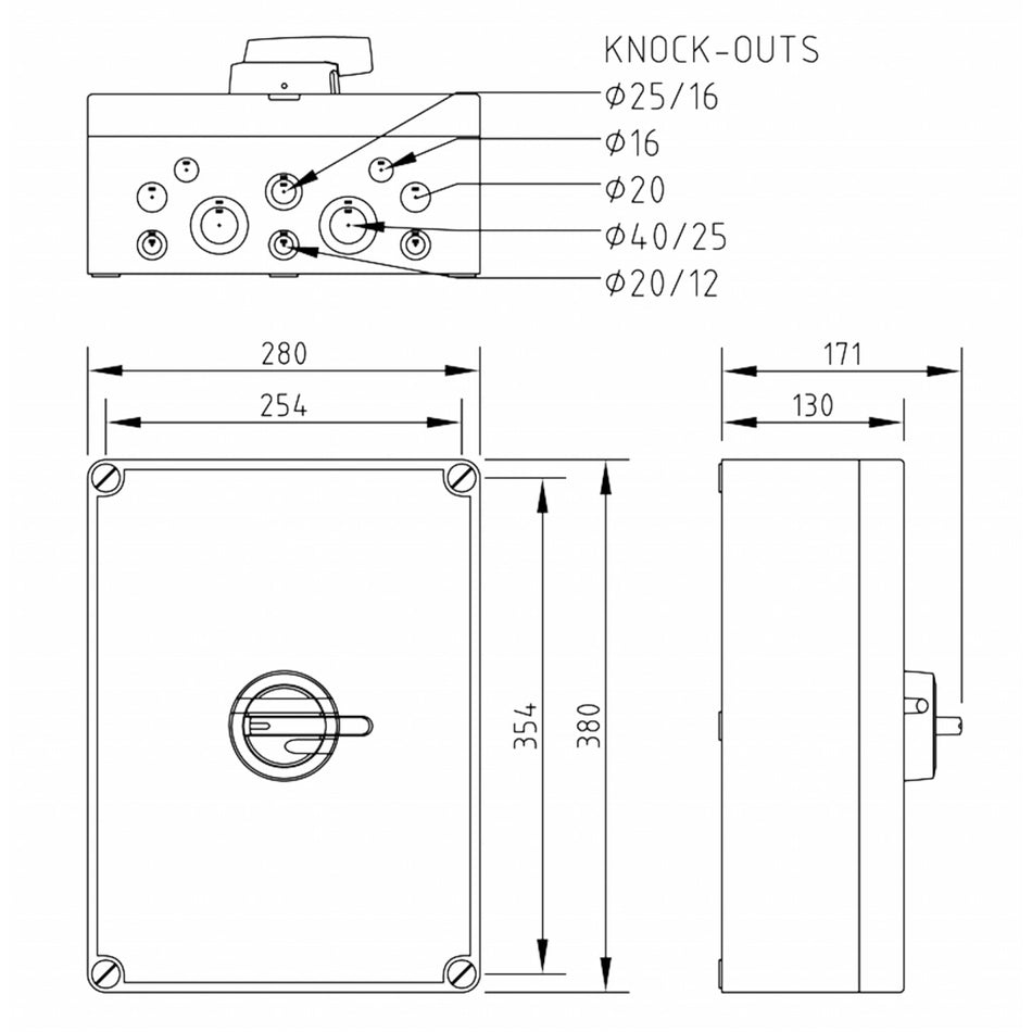Katko 200A 4-Pole AC Isolator IP65 | KEM 4200C YR MF11