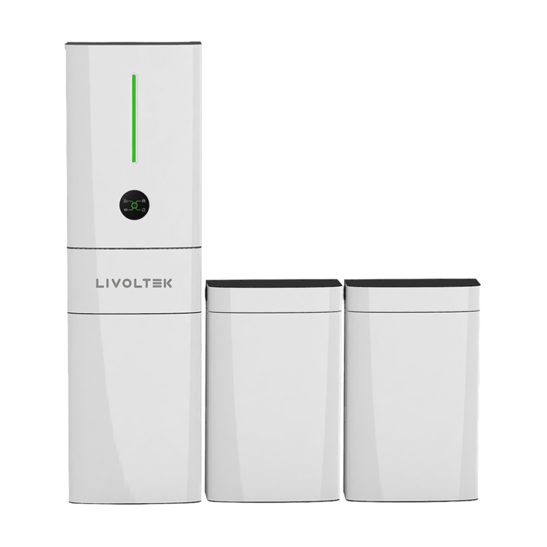 Livoltek 5kW All-in-One Bundles hybrid inverter with sleek design and status indicator light.