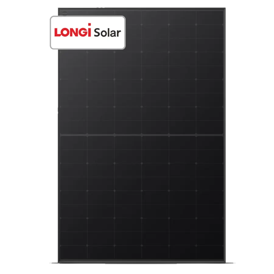 Solar panel with LONGi Solar logo on a white background