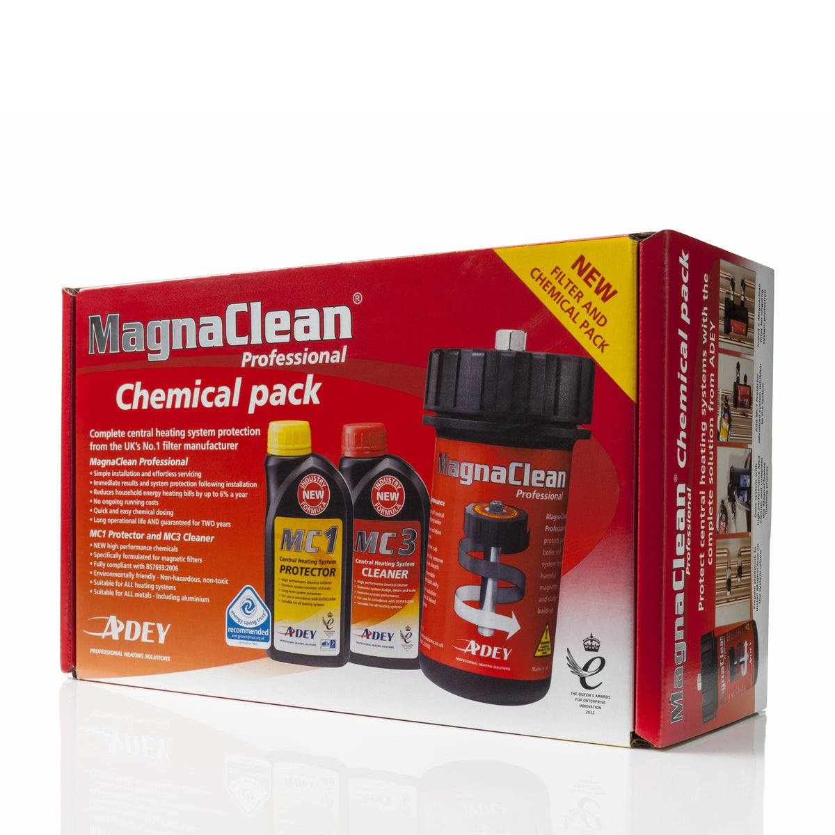 MagnaClean Filter System Inhibitor and Cleaner Pack including MC1 Protector and MC3 Cleaner bottles.