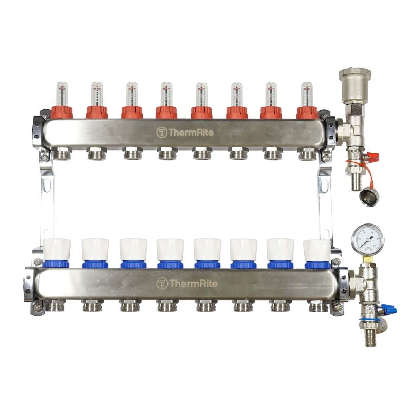 Stainless Steel Underfloor Heating Manifold 2 to 12 Port Options