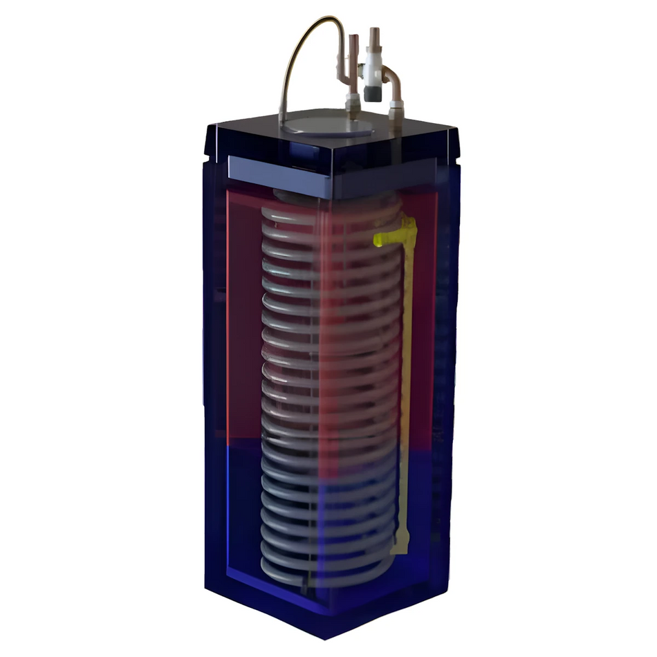 Heater with coil and control panel on a white background