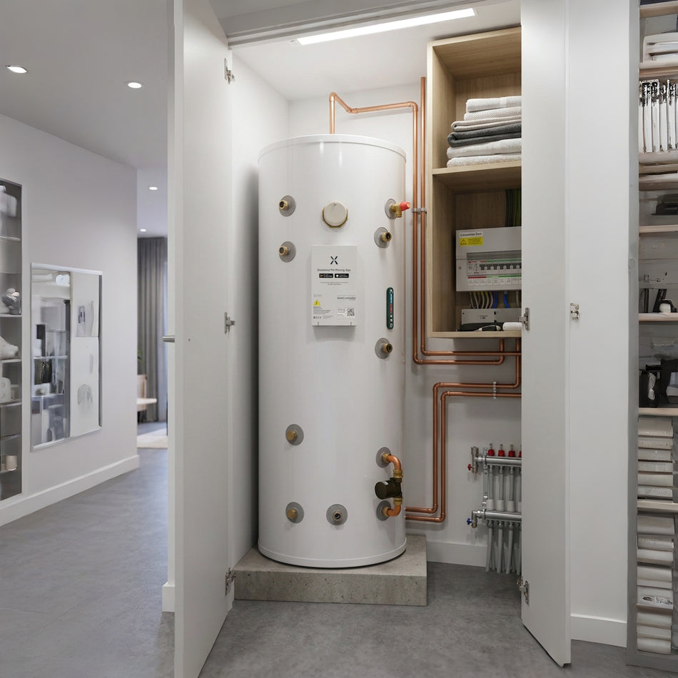 Mixergy X Indirect Slimline 475mm Unvented Cylinder | Boiler Smart Cylinder 120-210L | 2.0 Controller