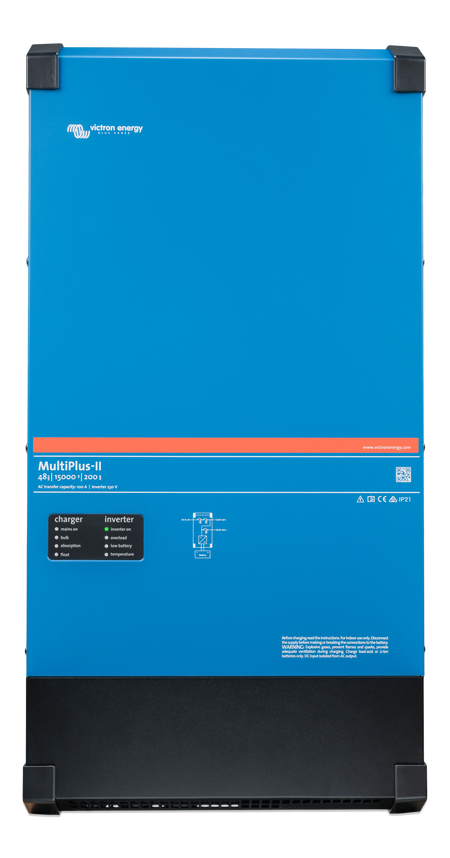 Blue power station with black base on a white background