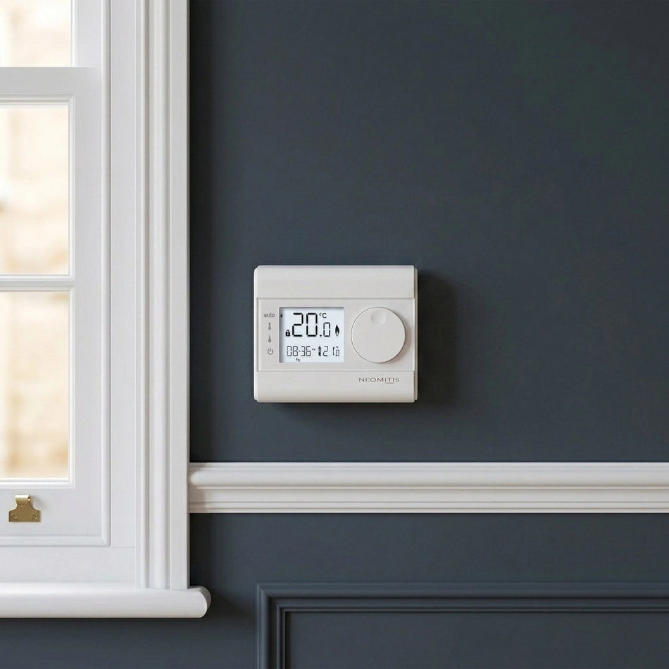 Neomitis RT7RFPLUS Wireless RF 7 Day Programmable Digital Room Thermostat White — Boiler Plus Compliant