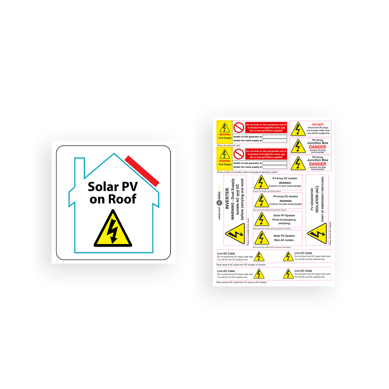 PV on Roof and Hazard Labels Pack