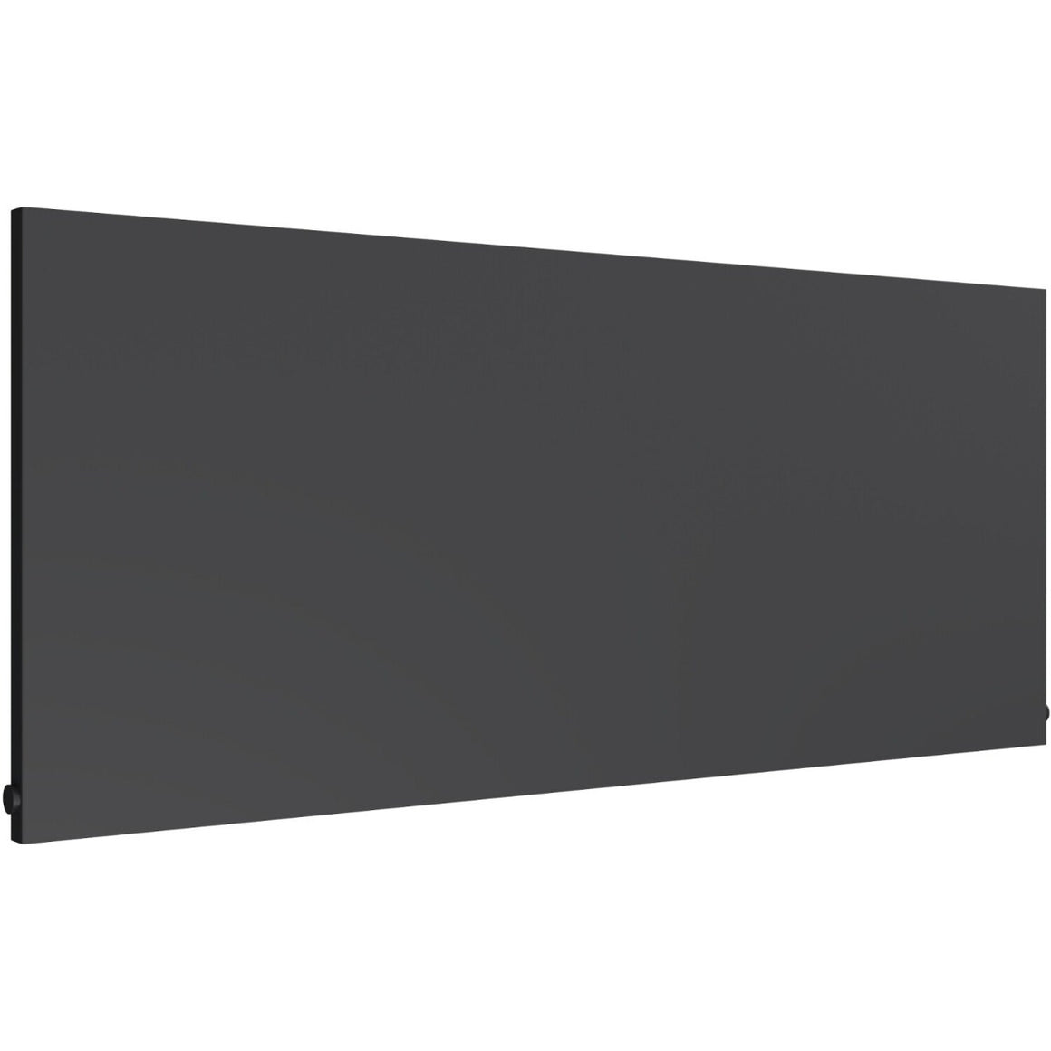 A dark gray rectangular radiator shown at an angle on a plain white background.