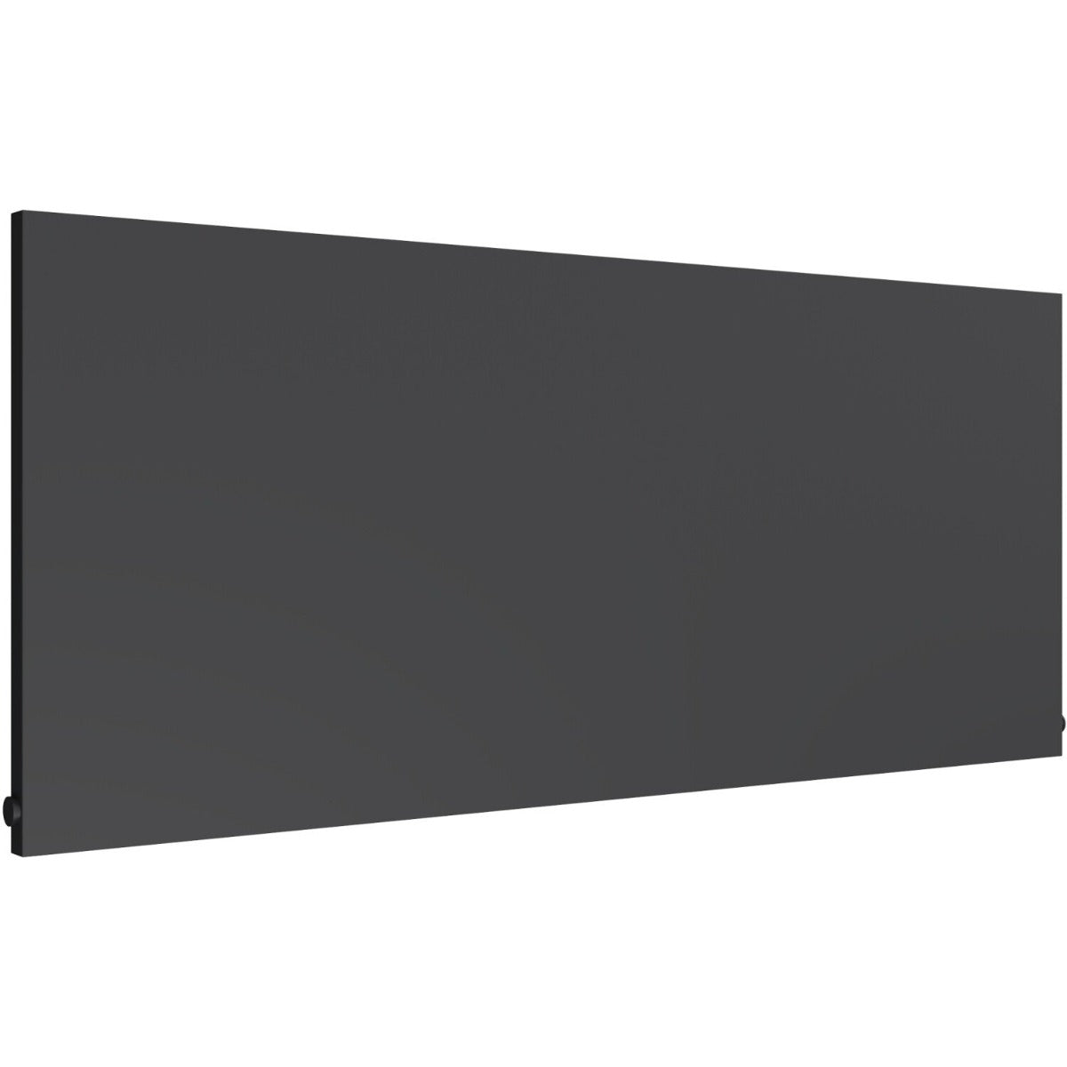 A dark gray rectangular radiator shown at an angle on a plain white background.
