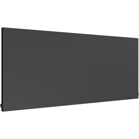 A dark gray rectangular radiator shown at an angle on a plain white background.