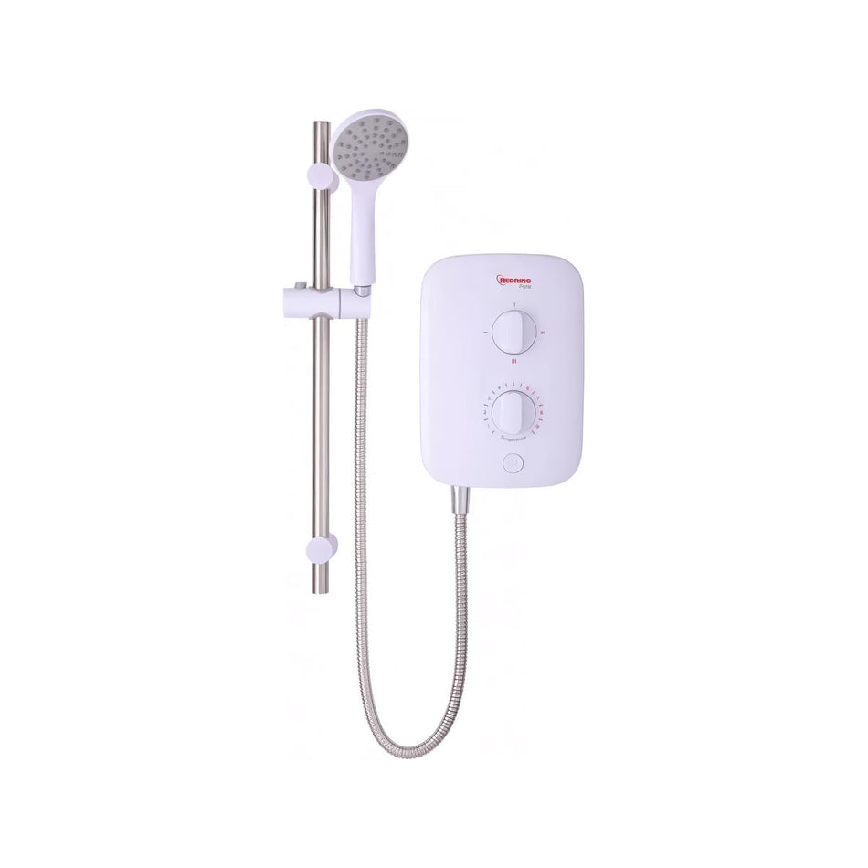 Redring Pure Instant Electric Shower 7.5kW to 10.5kW  — White A-rated Push Button