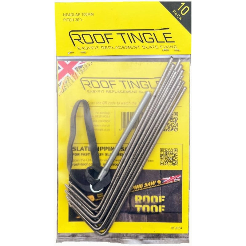 Roof Tingle Replacement Slate Hook (Pack of 10) - 316 Marine Grade Stainless Steel Slate Retaining Hook