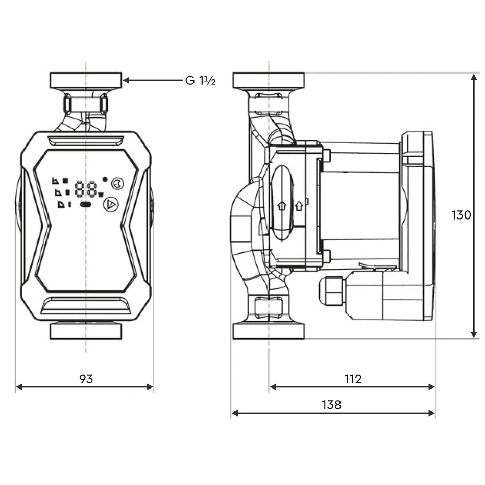 Stuart Turner Pulse Trade 25/60-130 High-Efficiency Circulator Pump - 130mm, 230V, for Heating & UFH Systems