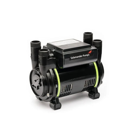 A black Salamander Pump with bright green accent rings, shown on a clean white background.