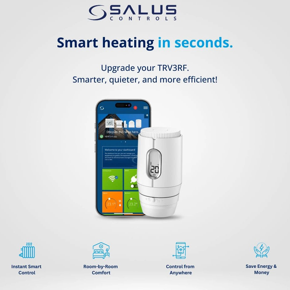 Salus TRV3RF Smart Thermostatic Radiator Valve - Zigbee 3.0, Battery Powered, Super Quiet TRV Head