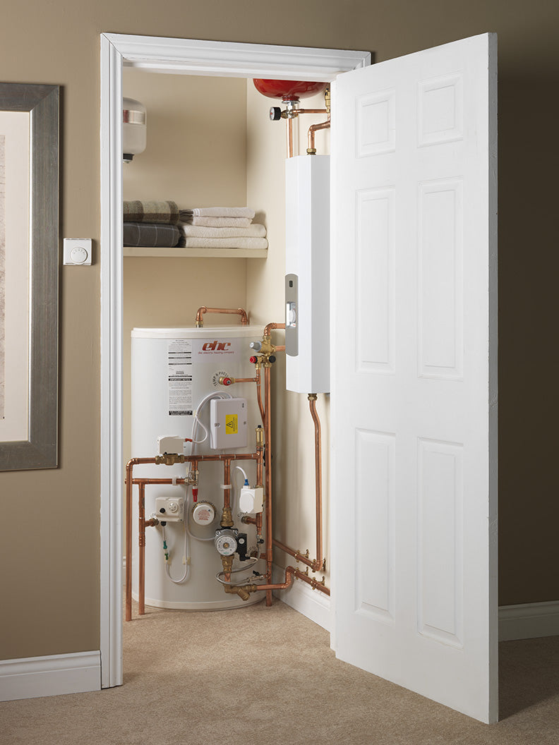 EHC 14.4kW Slimjim Electric Flow Boiler & 200L Pre-Plumbed Cylinder