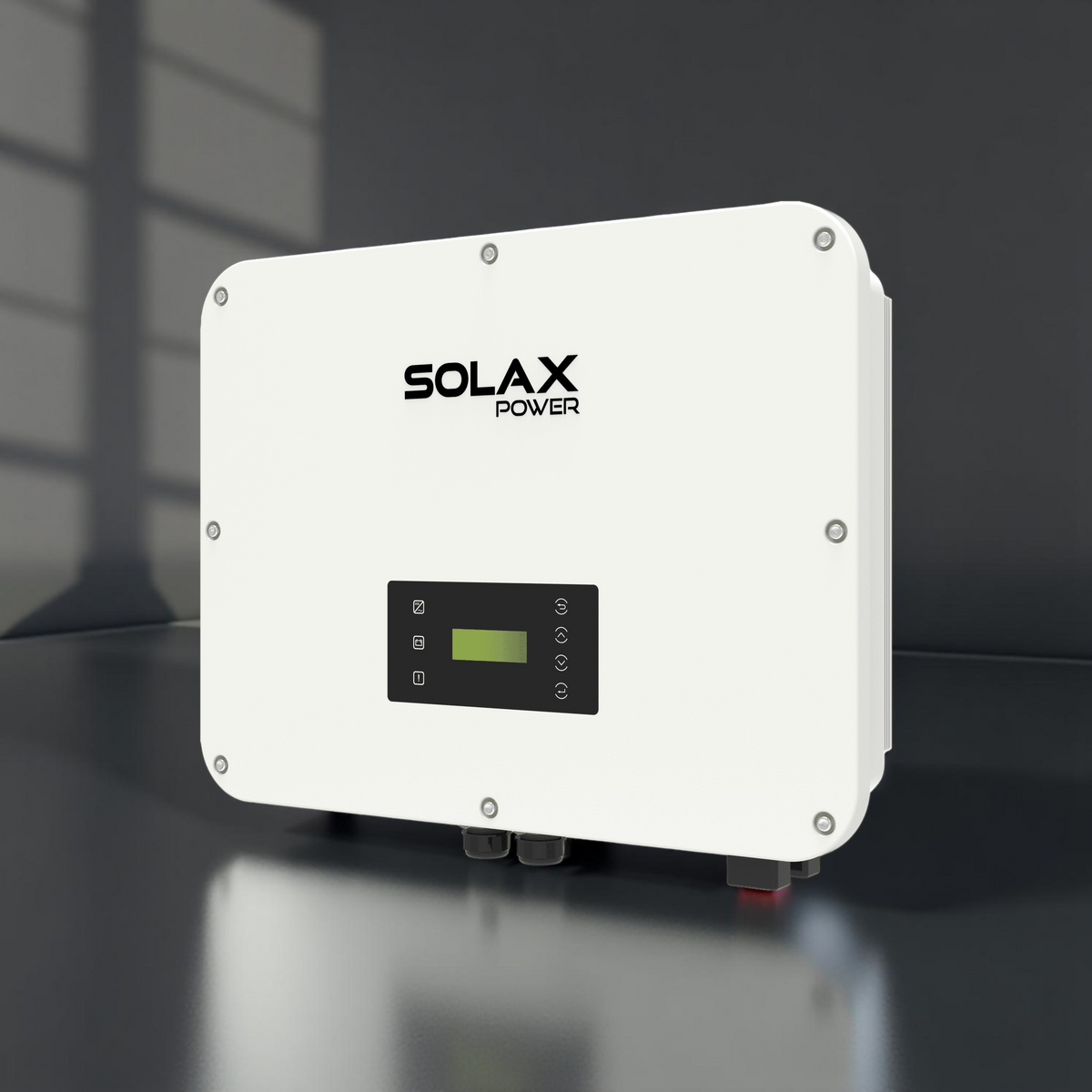 SolaX X3 Ultra 30kW Hybrid Inverter top view on a dark background for solar energy solutions.