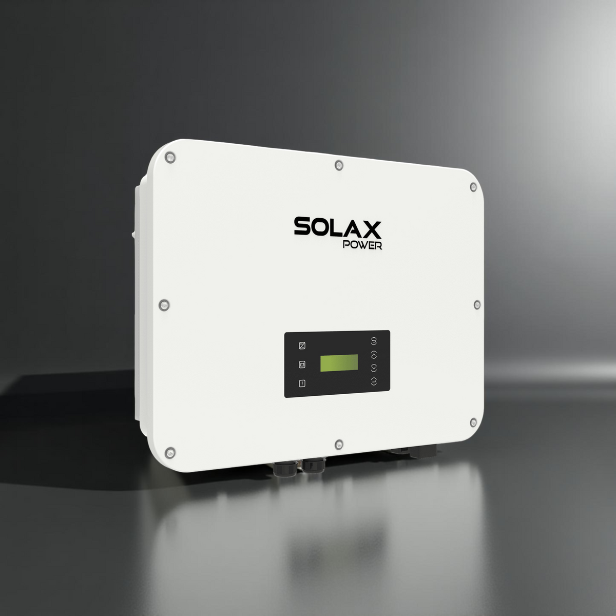SolaX X3 Ultra 30kW Hybrid Inverter top view on a dark background for solar energy solutions.
