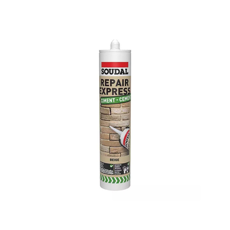 Soudal Repair Express Cement 290ml - Acrylic Cement Repair Filler for Concrete, Brickwork and Joints