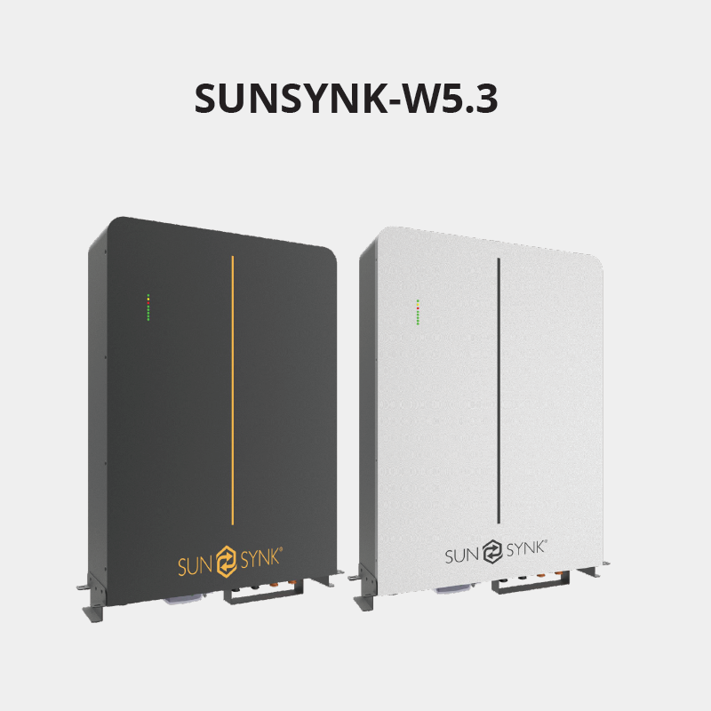 Sunsynk IP65 Battery shown in a sleek design with energy storage capabilities.
