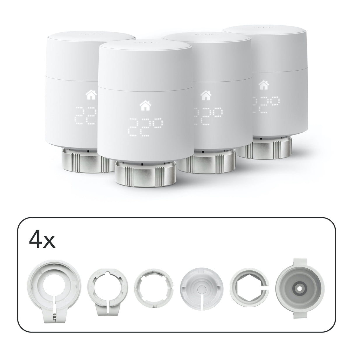 Tado° Smart Radiator Thermostat V3+ – Quattro Pack (4 Units) White, App + Voice Control, Room-by-Room Scheduling