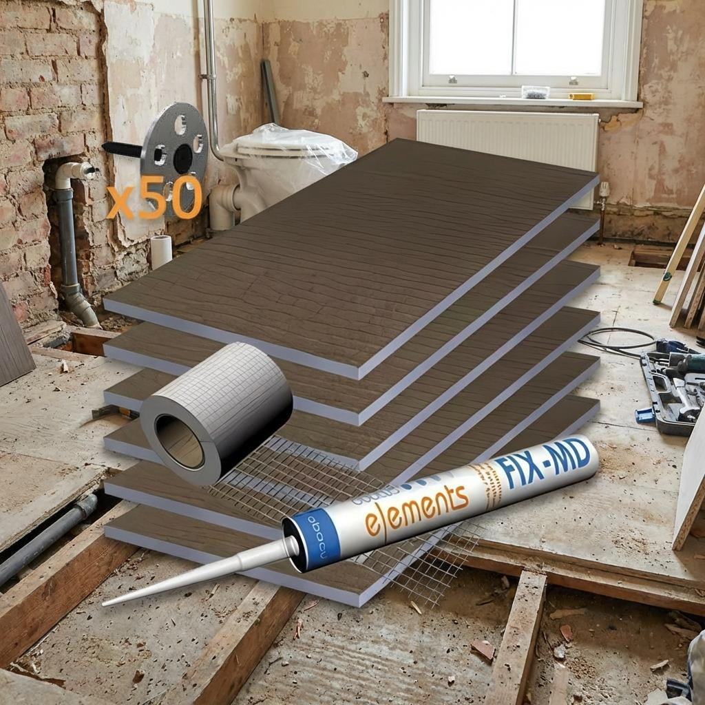 Taurus Wet Room Floor Kit 10mm — Pack of 4 Tile Backer Boards | 2.88m² Coverage | XPS Insulated, Waterproof