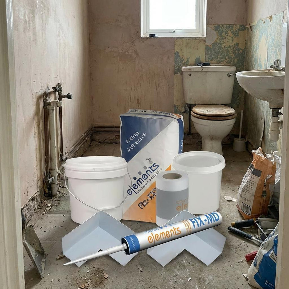 Taurus Wet Room Tray Former Installation Kit | Fix-KST Adhesive, Pro-Seal, Waterproof Tape & Internal Corners