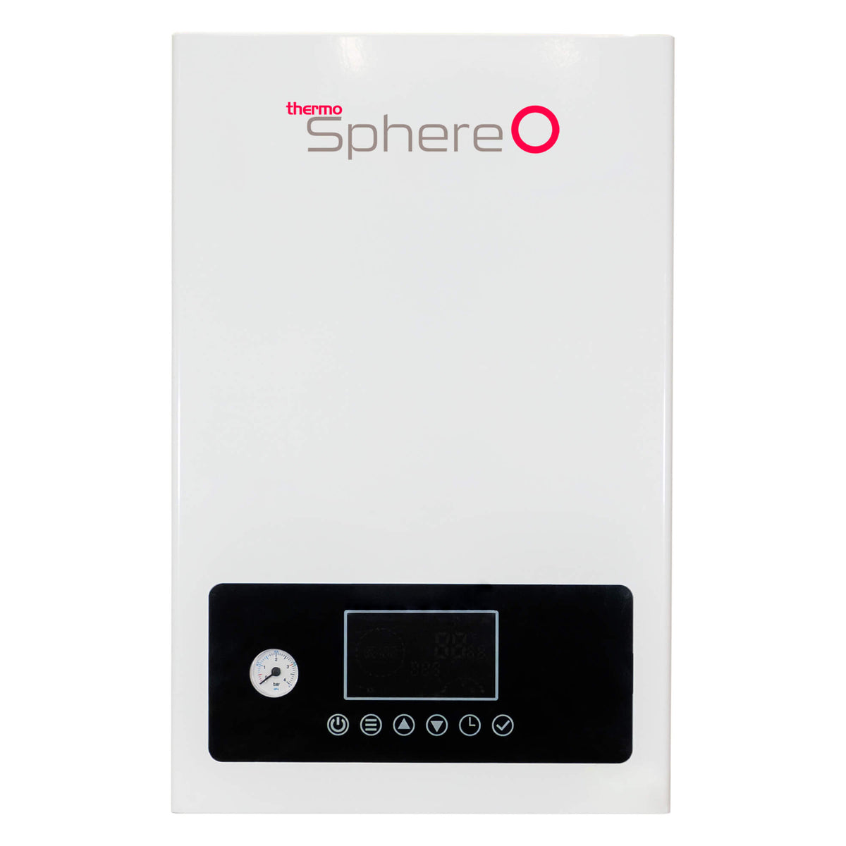 ThermoSphere Flex Electric Combi Boiler front view with digital display and controls