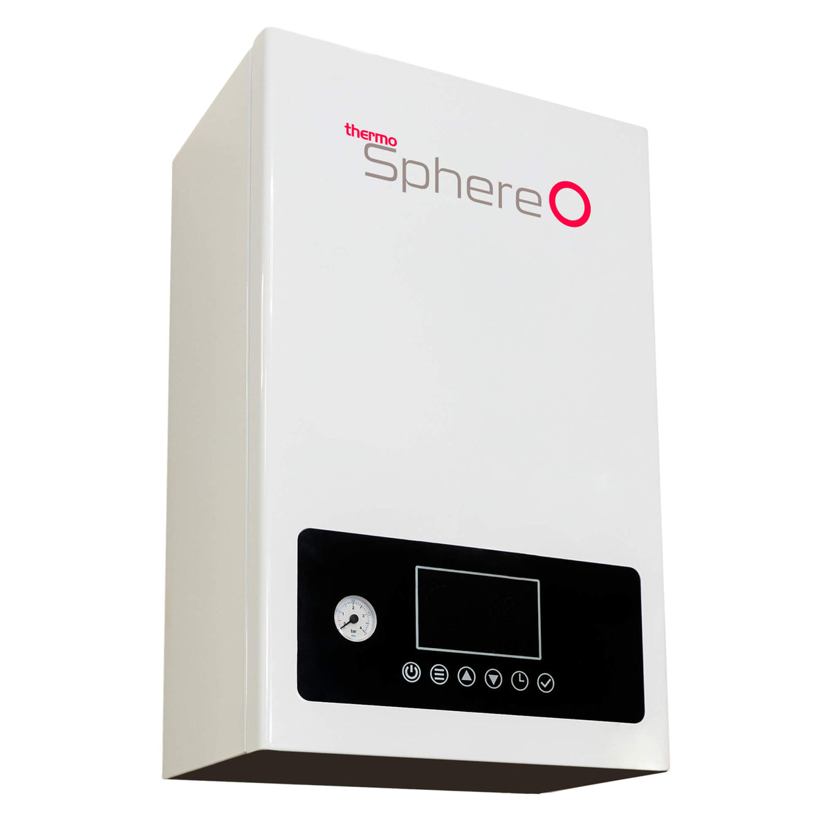 ThermoSphere Flex Electric Combi Boiler front view with digital display and controls