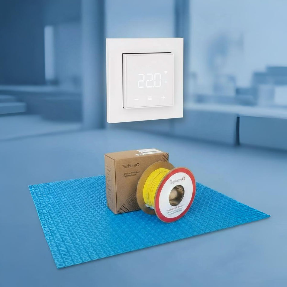All-Room Electric Underfloor Heating Pack: Loose Lay Cable, Peel & Stick Mat, WiFi Thermostat