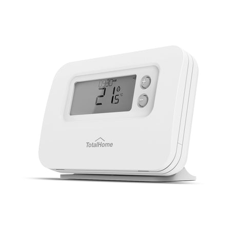 Digital thermostat with TotalHome branding on a white background